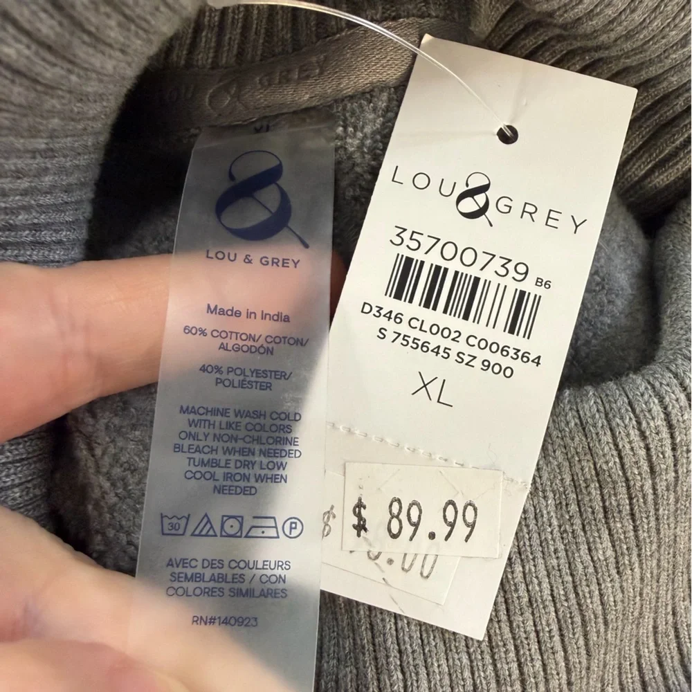 Lou & Grey Sweayshirt Womens XL Gray Funnel Neck New